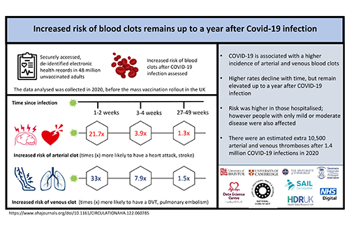 Infographic for Circulation paper on the increased risk of blood clots after COVID-19 infection